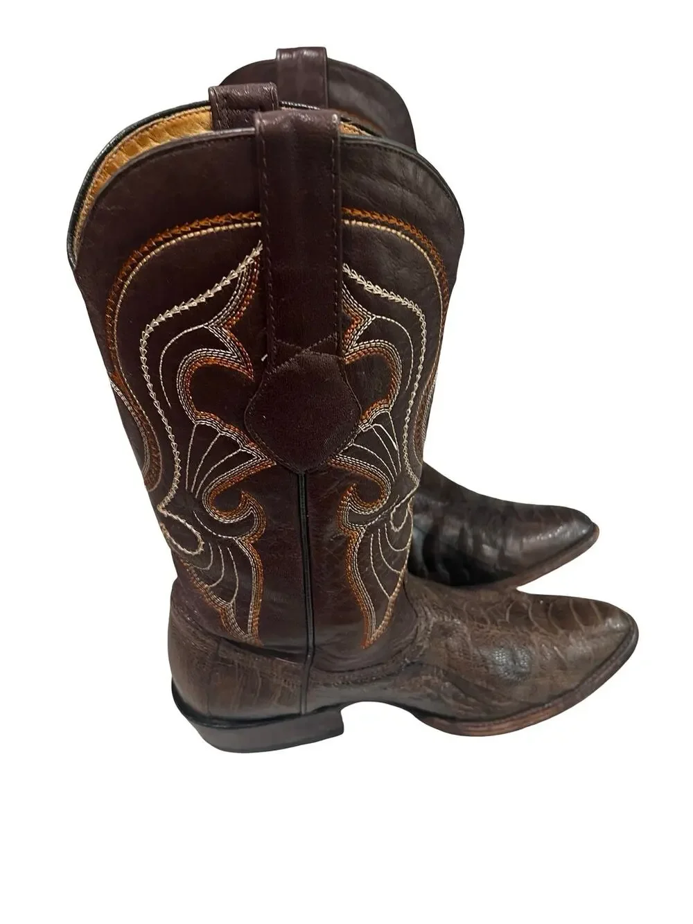 Los Altos Men’s 8D Genuine Ostrich Leg Brown Cowboy Western Boots Exotic